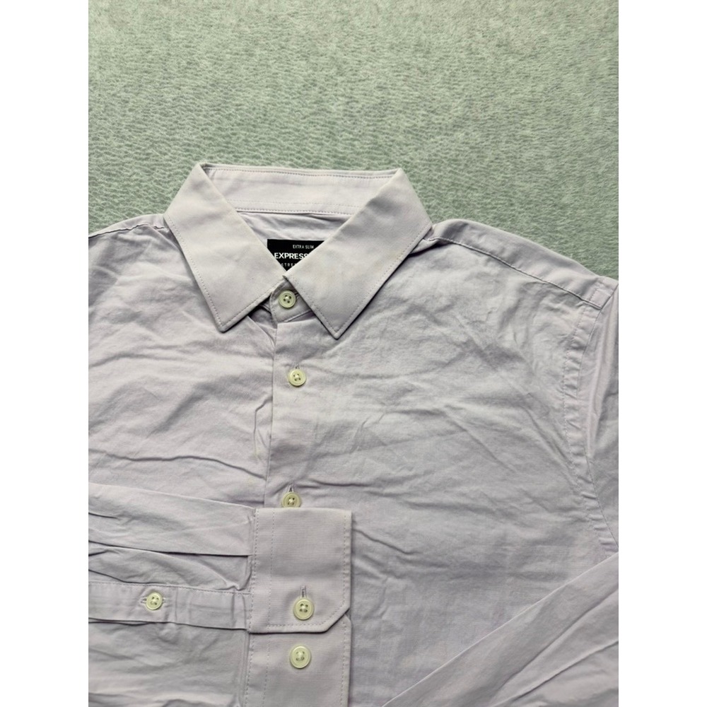 Express Extra Slim Stretch Dress Shirt Mens Large Purple Long Sleeve Button Down